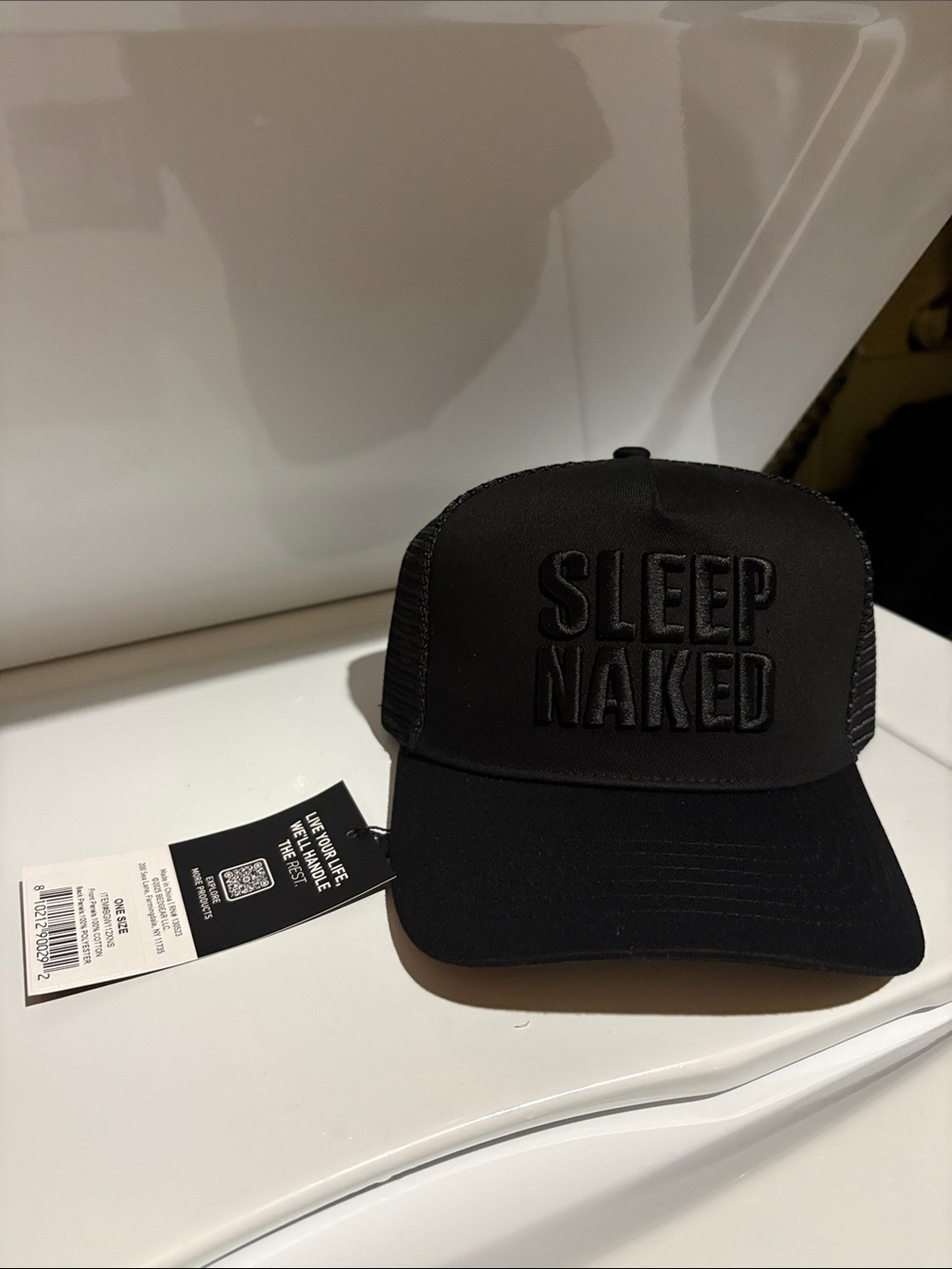 Sleep Naked Embroidered Black Trucker Hat